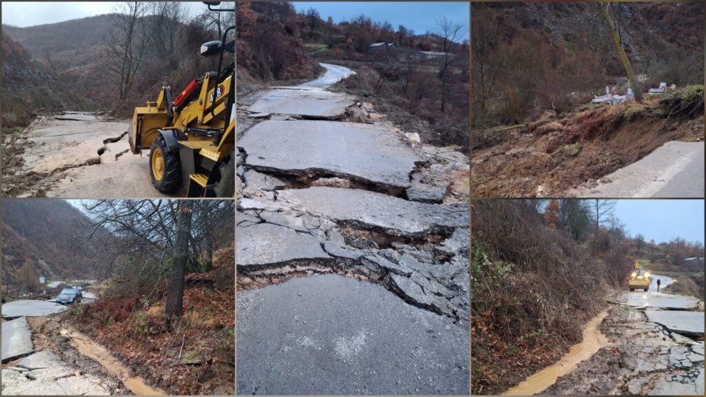 Probleme në Pogradec me reshjet, dëmtohet rruga e Dardhasit