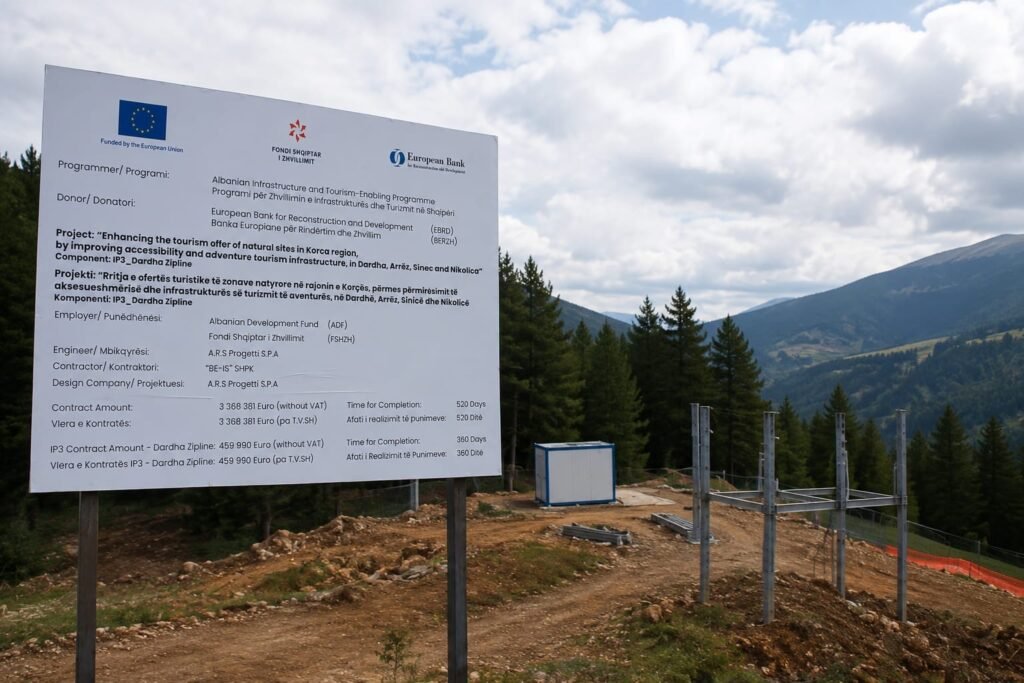 3.3 milionë euro për turizmin e aventurës, në Dardhë ende vetëm tabela/ Zipline-i që premtohej, mbeti në hekurat e kantierit
